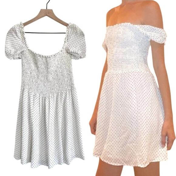 NWT Reformation Bambina Polka Dot Square Neck Mini Dress Size M - Picture 15 of 15